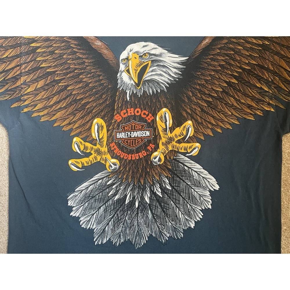 Vintage Harley Davidson T Shirt Eagle Double Sided Single Stitch Hanes Beefy XXL - Picture 16 of 16